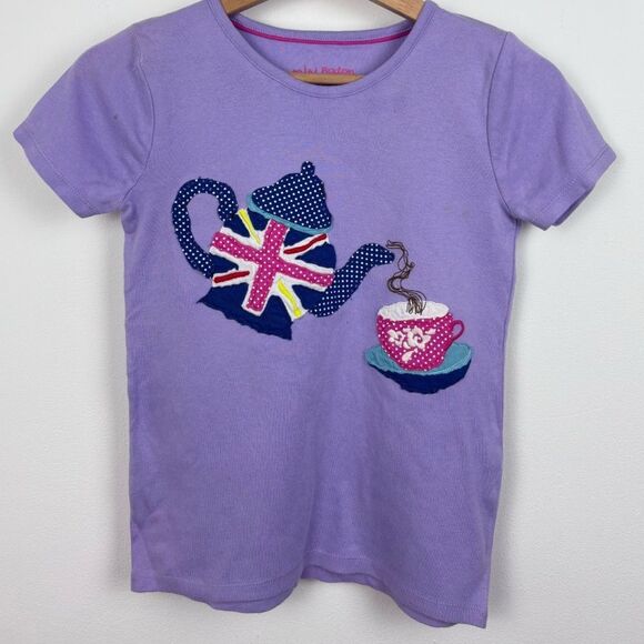 Mini Boden Other - Mini Boden Teapot and Cup Appliqué Shirt Sz 6-7